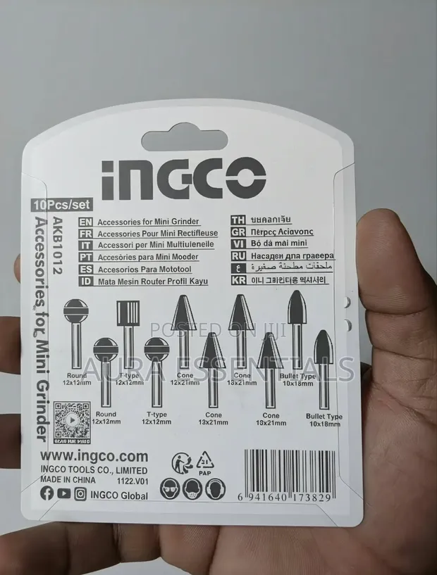 INGCO AKB1012 10-Piece Mounted Stone Accessory Set - 1