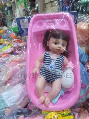 Baby Doll Toy Set in Pink Bathtub