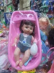 Baby Doll Toy Set in Pink Bathtub - 2