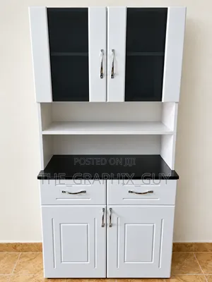 Used Modern Kitchen Cupboard - White & Black