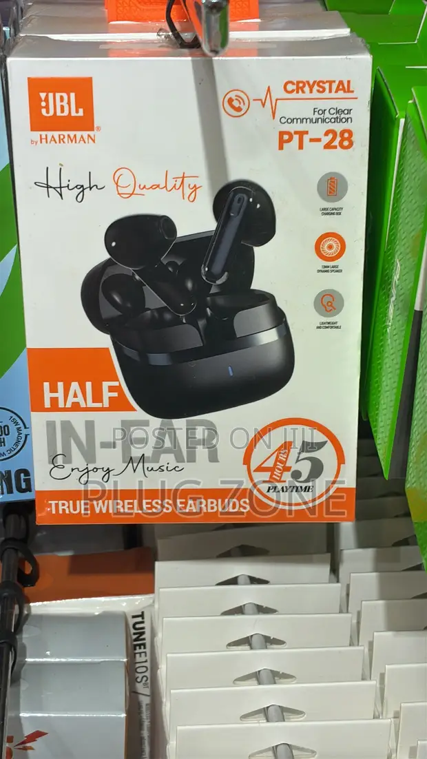 JBL PT-28 Crystal True Wireless Earbuds (Black) - 1