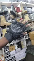Tactical Fingerless Gloves with Hard Knuckle Protection - Black - 2