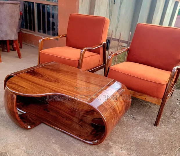 Solid C Shaped Wooden Table - 1