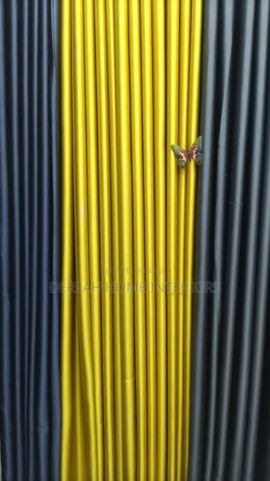 Grey and Yellow Matching Curtains - 1