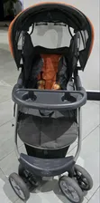 Foldable Baby Stroller - Grey & Orange - 2