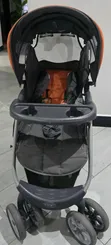 Foldable Baby Stroller - Grey & Orange - 3