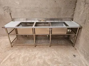 Commercial 3-Compartment Stainless Steel Sink with Drainer