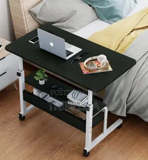 Mobile Sit-Stand Overbed Desk with Storage