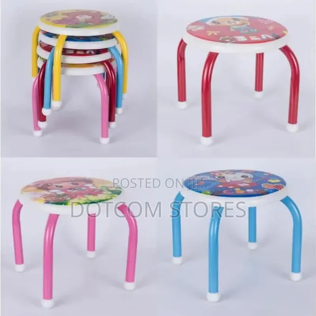 Children's Round Stool - Cartoon Village - 1