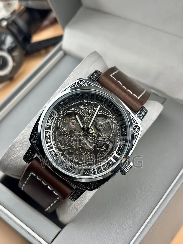 Brown Mechanical Watch for Men - Genuine Leather - 1