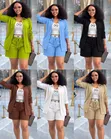Women's Short Linen 3-Piece Suit - 2