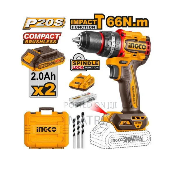 INGCO 20V Brushless Compact Impact Drill - 1