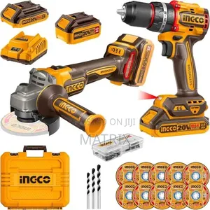 Ingco 20V Cordless Combo Kit: Angle Grinder & Impact Drill