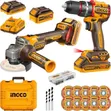Ingco 20V Cordless Combo Kit: Angle Grinder & Impact Drill - 1