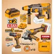 Ingco 3-in-1 Combo Kit 20V: Impact Drill, Angle Grinder, Rotary Hammer - 4