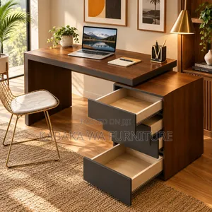 120cm Walnut Top Modern Office Desk with Black X-Base