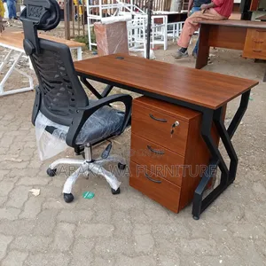 120cm Walnut Top Modern Office Desk with Black X-Base