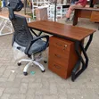 120cm Walnut Top Modern Office Desk with Black X-Base - 1