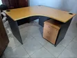 Curved L-Shaped Office Table with Movable Drawer - 2