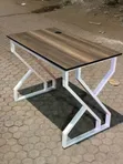 120cm Brown Wood Office Desk with Metal Legs - 1