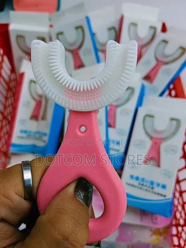 Pink U-Shaped Children's Training Toothbrush - 1