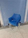 Hole Design Metal Silver Legs Plastic Chairs - 2