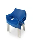 Hole Design Metal Silver Legs Plastic Chairs - 3