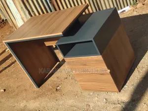 Modern Home Office Desk with Drawers and Shelves