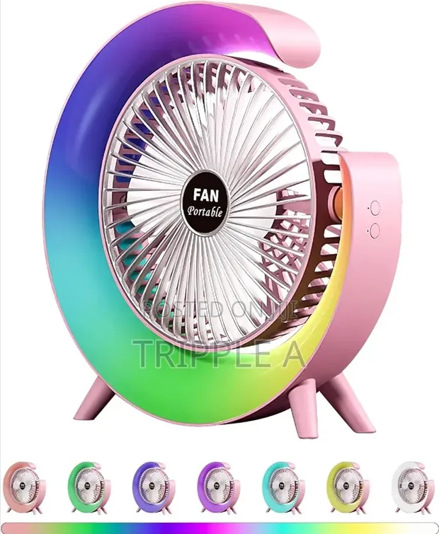 Generic 180° Adjustable Angle Cooling Fan with LED Light - 1