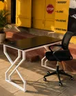 Premium Office Desk - 120cm Wood Top, X-Legs - 1