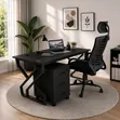 Modern Office Desk Table 120cm with Cable Hole - White Metal Frame - 1