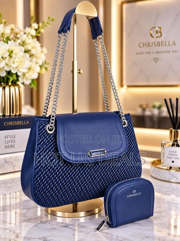 Chrisbella Luxury Textured Shoulder Bag and Pouch Set - 1