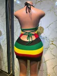 Knitted Rasta Colors Short Dress - 2