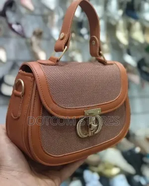 Chrisbella Structured Leather and Textured Fabric Handbag