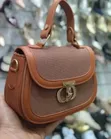 Chrisbella Structured Leather and Textured Fabric Handbag - 1