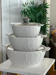 3-Piece Elegant Ceramic Serving Dish Set with Lids - 2