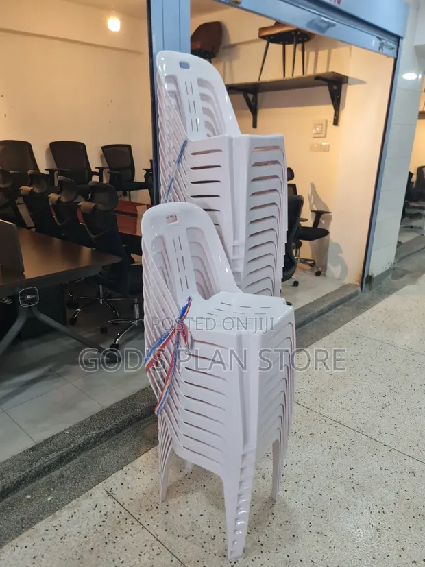 Glossy White Plastic Dining Chairs (Set of 4) - 1