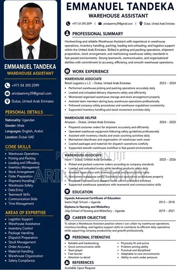 Assistant to Warehouse Manager CV - 1