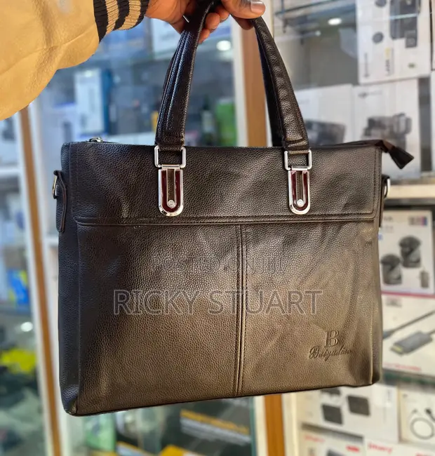 Dark Brown Leather Business Briefcase - 1