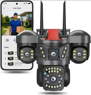 3 Lens 4G CCTV Camera with Night Vision & 2-Way Audio
