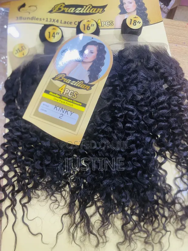 4pcs Curly Human Hair with Free Closure - 1