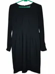 Women's Black Knee-Length Long-Sleeved Dress - 1