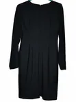 Women's Black Knee-Length Long-Sleeved Dress - 2