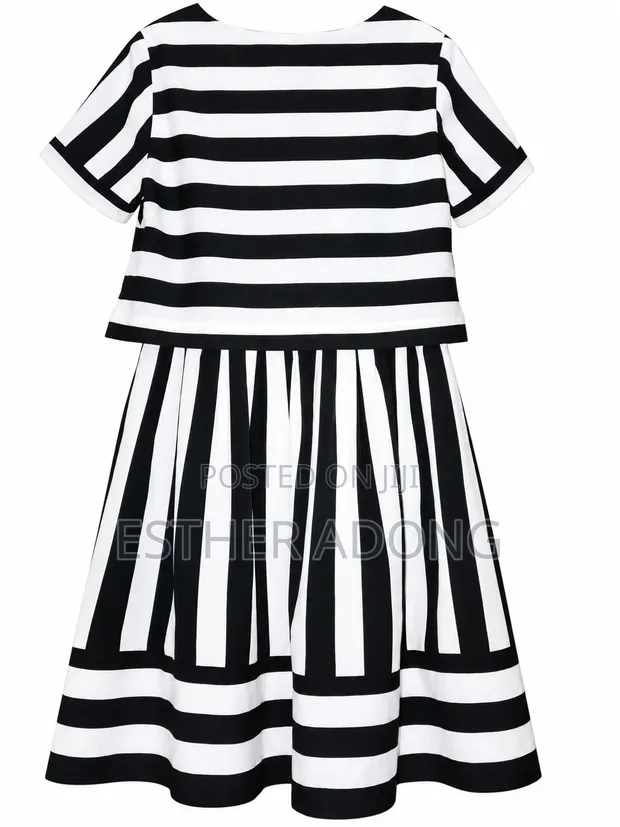 Black and White Striped Dress - 1