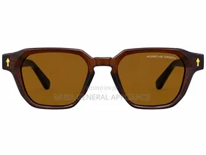 Brown Square-Framed Sunglasses with Gold Arrow Accents