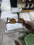Brown Square-Framed Sunglasses with Gold Arrow Accents - 2