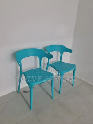 Blue Plastic Dining Chairs with Arms (Set of 4)