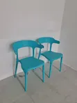 Blue Plastic Dining Chairs with Arms (Set of 4) - 1