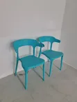 Blue Plastic Dining Chairs with Arms (Set of 4) - 2