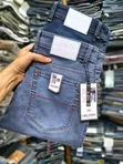 Checked Jean Pants - Straight Fit - 3